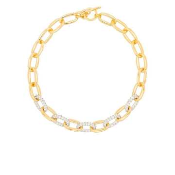 gold tone crystal chain necklace