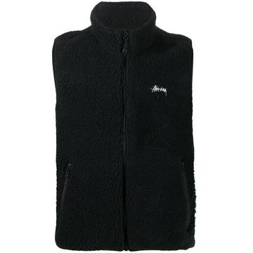 embroidered logo shearling gilet