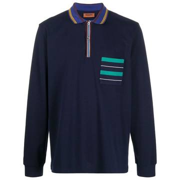 stripe-detailing long-sleeve polo shirt