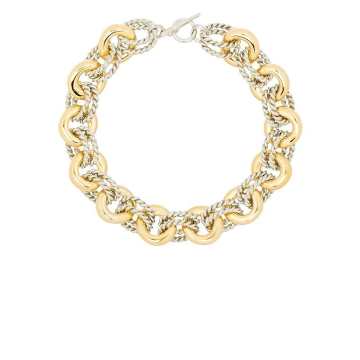 gold and silver tone rope link necklace