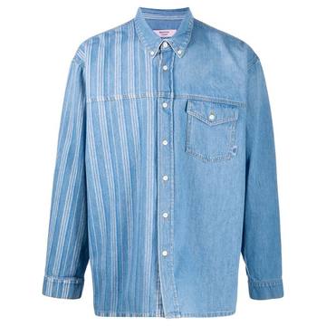 stripe panelled denim shirt