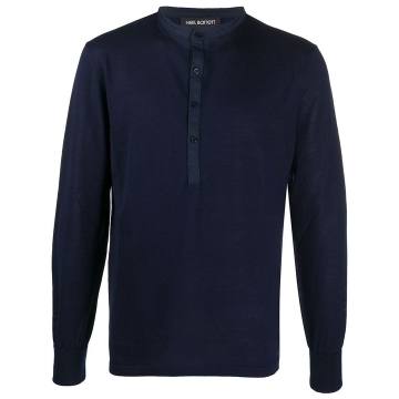 Henley layered knitted jumper