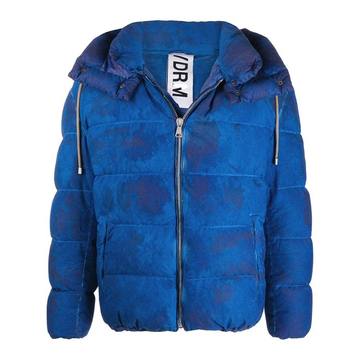 tie-dye detachable-hood puffer jacket