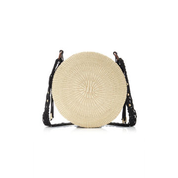 Straw and Macram�� Shoulder Bag