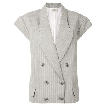 pinstripe sleeveless blazer