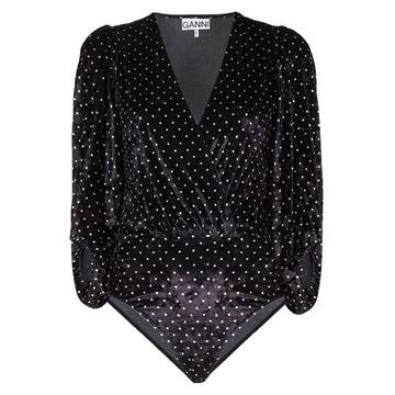 velvet-effect polka dot bodysuit