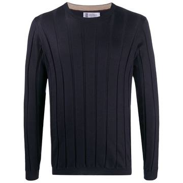 crew neck panelled knit sweater