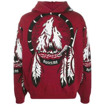 wolf motif logo hoodie