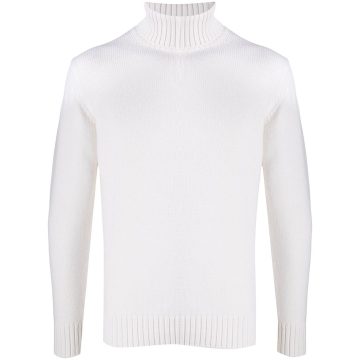 ribbed knit edge roll neck jumper