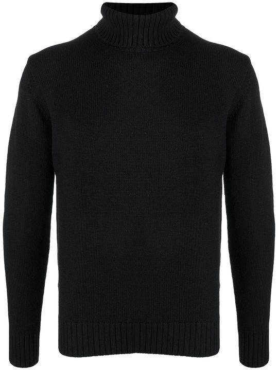 ribbed knit edge roll neck jumper展示图