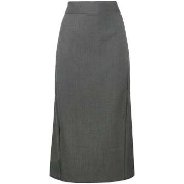 button-detail wool skirt