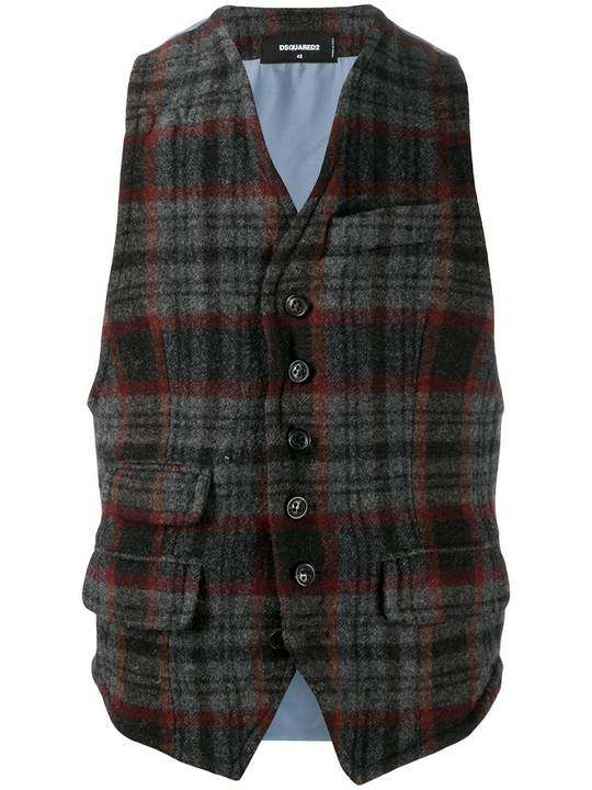 checked wool waistcoat展示图