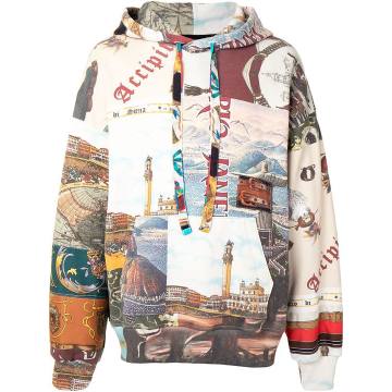 oversized patchwork print hoodie
