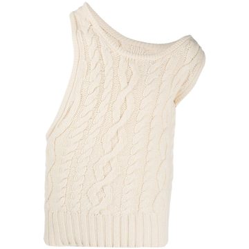 cable knit off-shoulder jumper