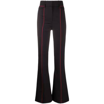 piped flared trousers