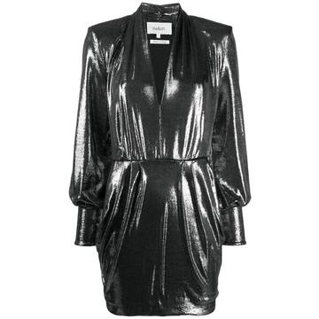 plunging V-neck metallic sheen dress