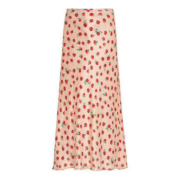 Kelly Rose-Print Silk Midi Skirt