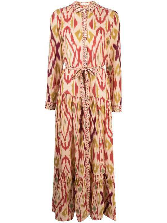 abstract print maxi shirt dress展示图