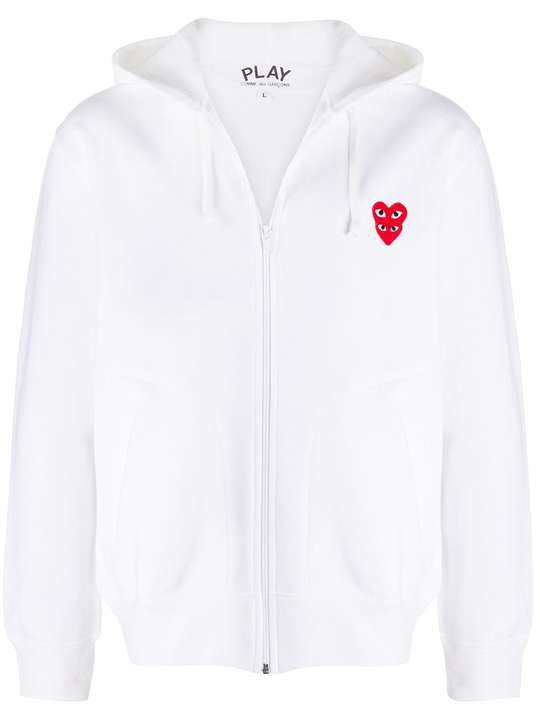embroidered heart zip-front hoodie展示图