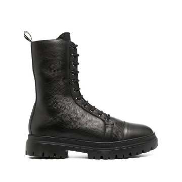 mid-calf leather cargo boots