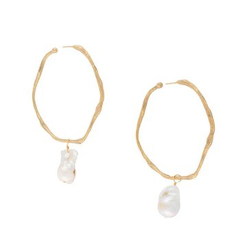 pearl-drop hoop earrings