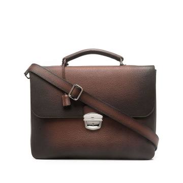 ombré-effect leather briefcase