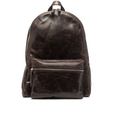 cracked-effect leather backpack