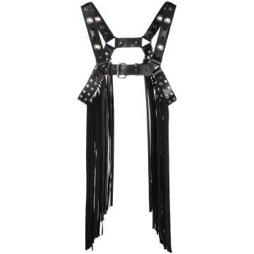 fringed leather harness top