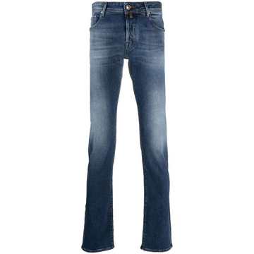 mid-rise straight leg jeans