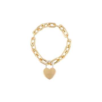 heart-pendant chain-link bracelet