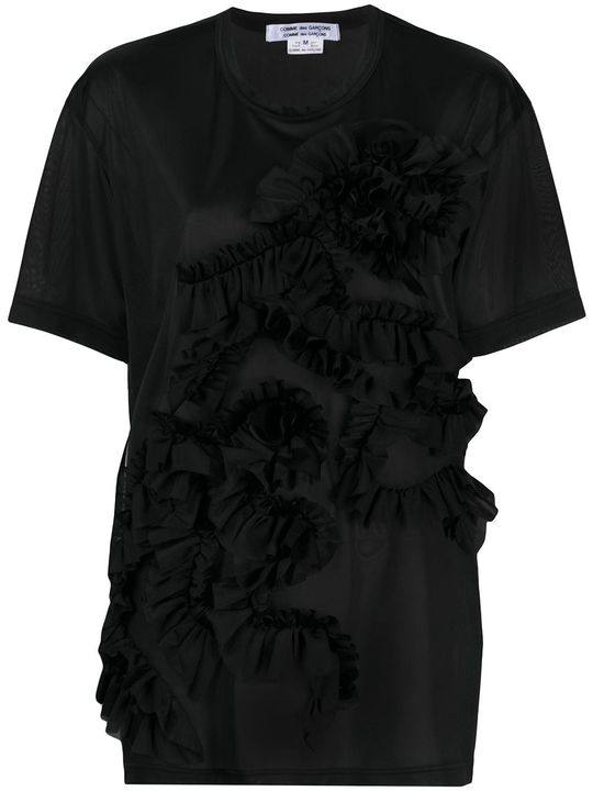 ruffle front round neck T-shirt展示图