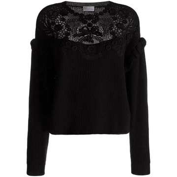 lace detail knitted jumper