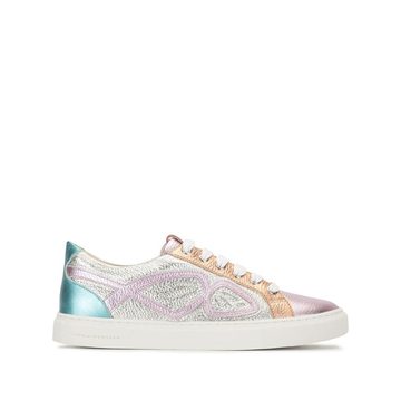 metallic-tone lace-up trainers