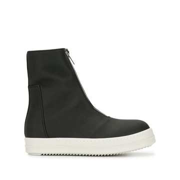 zip-front high-top sneakers