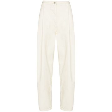 high-waisted cotton tapered trousers