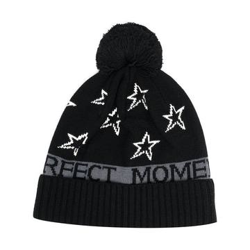 star intarsia knit pompom hat