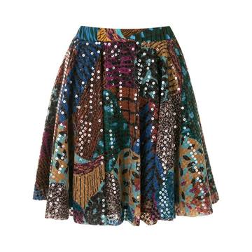 sequin-embellished pleated mini skirt