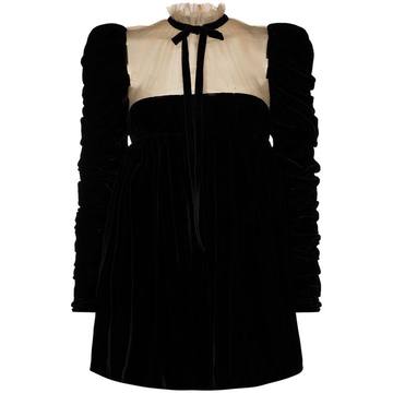 Ann sheer neck velvet mini dress