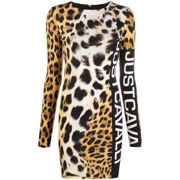 leopard-print logo mini-dress