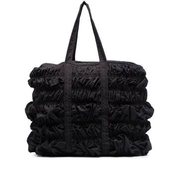 Black Bumpy large smocked tote bag