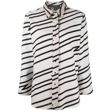 stripe-pattern long-sleeve blouse