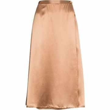 side button fastening silk skirt