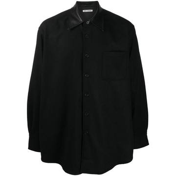 leather-trim wool-blend shirt