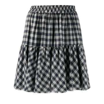 gingham-print flared mini skirt
