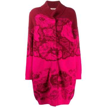 floral jacquard knit coat