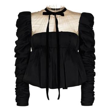 Fanny sheer neck silk blouse