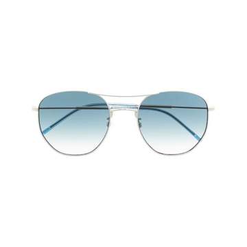 blue-tinted round-frame sunglasses