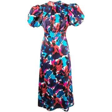 abstract print open back dress