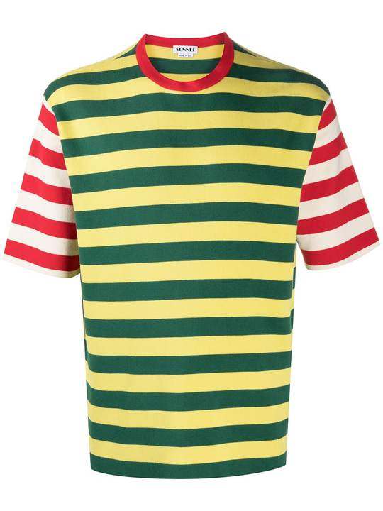 stripe print T-shirt展示图