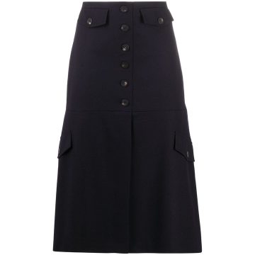 buttoned A-line skirt